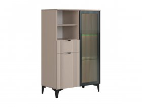 Комод 2 со стеклом Рич (кашемир/фрапучино матовый/черный) в Абрамово - abramovo.mebel-nsk.ru | фото