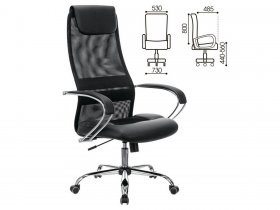 Кресло офисное BRABIX PREMIUM Stalker EX-608 CH, хром, ткань-сетка/кожзам, черное в Абрамово - abramovo.mebel-nsk.ru | фото