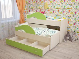 Кровать детская двухуровневая Радуга 80*160 в Абрамово - abramovo.mebel-nsk.ru | фото