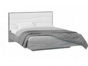 Кровать двуспальная 1,6 м «Миранда» Тип 1 (Дуб Гамильтон/Белый глянец) в Абрамово - abramovo.mebel-nsk.ru | фото