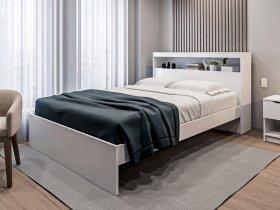 Кровать двуспальная 1,6м Бруклин СБ-3356 (белый) в Абрамово - abramovo.mebel-nsk.ru | фото