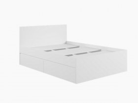 Кровать двуспальная с ящиками 1,4м Мадера-М1400 (белый) в Абрамово - abramovo.mebel-nsk.ru | фото
