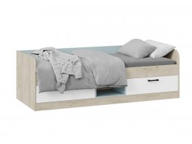 Кровать комбинированная «Оливер» Тип 1 401.003.000 (дуб крафт серый/белый/серо-голубой) в Абрамово - abramovo.mebel-nsk.ru | фото