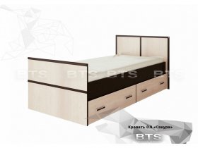 Кровать односпальная с ящиками 0,9м Сакура (BTS) в Абрамово - abramovo.mebel-nsk.ru | фото