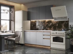 Кухонный гарнитур Ника 1,6 м (графит/серый софт) в Абрамово - abramovo.mebel-nsk.ru | фото