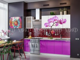 Кухонный гарнитур Орхидея (фиолетовый) в Абрамово - abramovo.mebel-nsk.ru | фото
