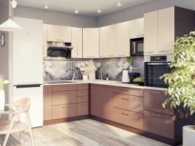 Модульная кухня Классика (ваниль/шоколад) в Абрамово - abramovo.mebel-nsk.ru | фото