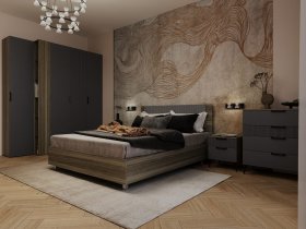 Модульная спальня Борнео (джара темная/хангва) в Абрамово - abramovo.mebel-nsk.ru | фото