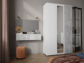 Модульная спальня Ливерпуль (белый/бетон светлый) в Абрамово - abramovo.mebel-nsk.ru | фото
