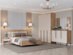 Модульная спальня Сицилия (дуб альпийский/тефия) в Абрамово - abramovo.mebel-nsk.ru | фото