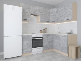 Модульная угловая кухня 1,4м*2,1м Лада (цемент) в Абрамово - abramovo.mebel-nsk.ru | фото