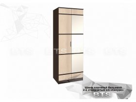 Шкаф двухстворчатый с зеркалом платяной-бельевой Сакура (BTS) в Абрамово - abramovo.mebel-nsk.ru | фото