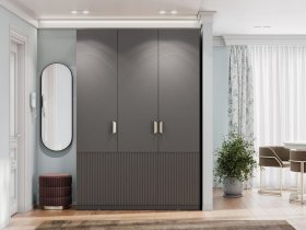 Шкаф трехстворчатый Эккервуд (Нью) (графит) в Абрамово - abramovo.mebel-nsk.ru | фото