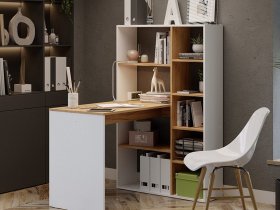 Стол письменный тип 16 (дуб крафт золотой/белый ясень) в Абрамово - abramovo.mebel-nsk.ru | фото